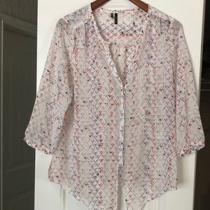 Sheer geometric blouse